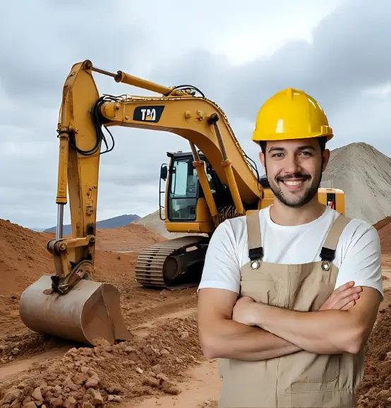 Trabalhador com retroescavadeira